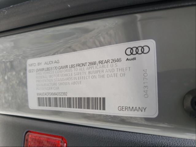 2021 AUDI S5 PREMIUM WAUC4CF5XMA032392