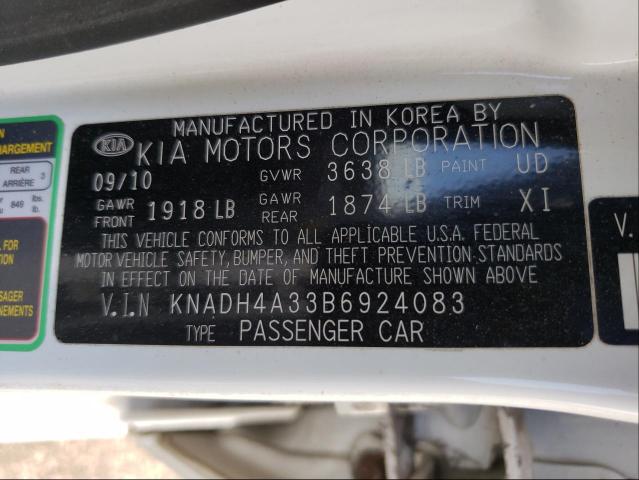2011 KIA RIO BASE KNADH4A33B6924083