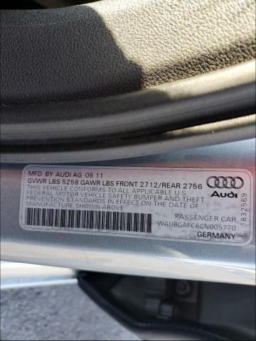 2012 AUDI A6 WAUBGAFC6CN005770