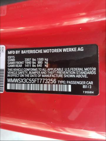 2015 MINI COOPER COU WMWSX3C55FT773256