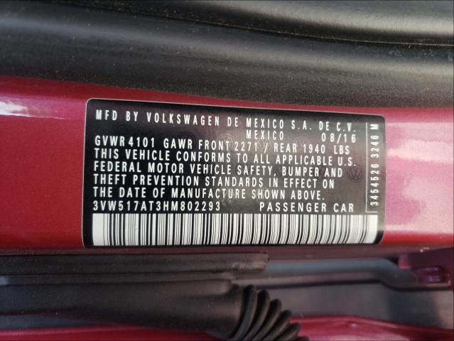 2017 VOLKSWAGEN BEETLE S/S 3VW517AT3HM802293