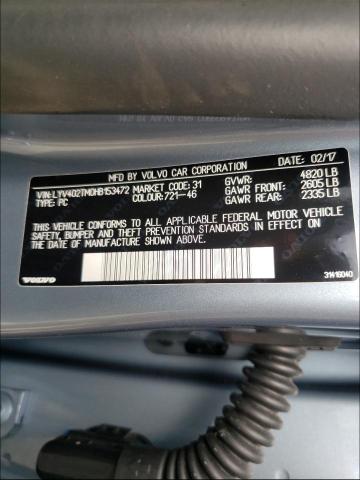 2017 VOLVO S60 PLATIN LYV402TM0HB153472
