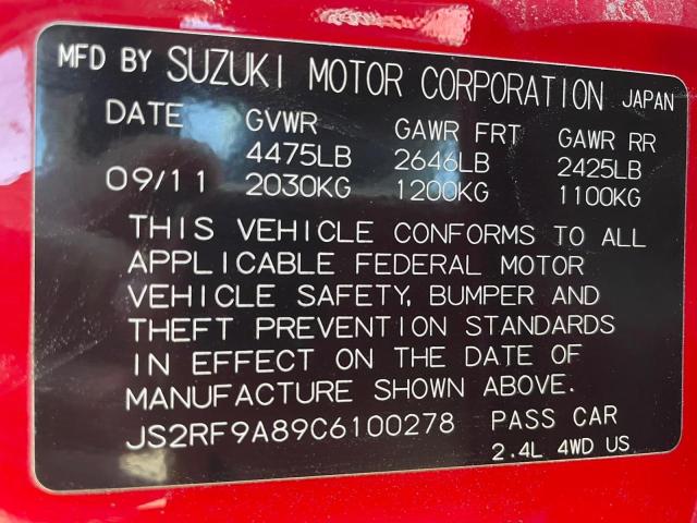 2012 SUZUKI KIZASHI SP JS2RF9A89C6100278