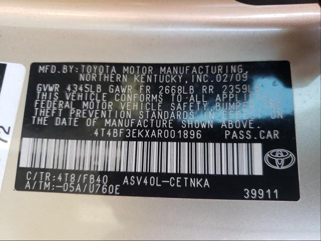 2010 TOYOTA CAMRY BASE 4T4BF3EKXAR001896