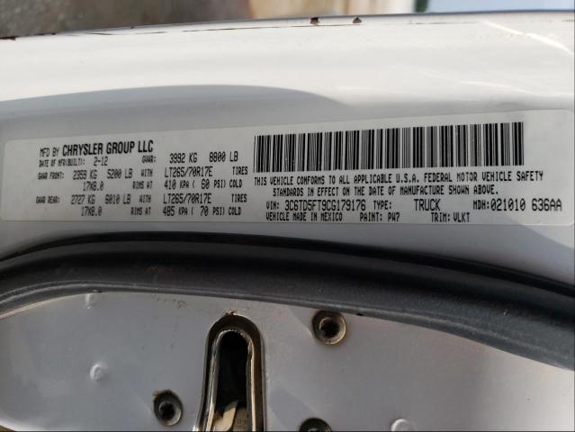 2012 DODGE RAM 2500 L 3C6TD5FT9CG179176