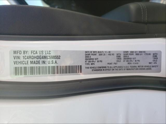 2021 DODGE DURANGO GT 1C4RDHDG4MC598552