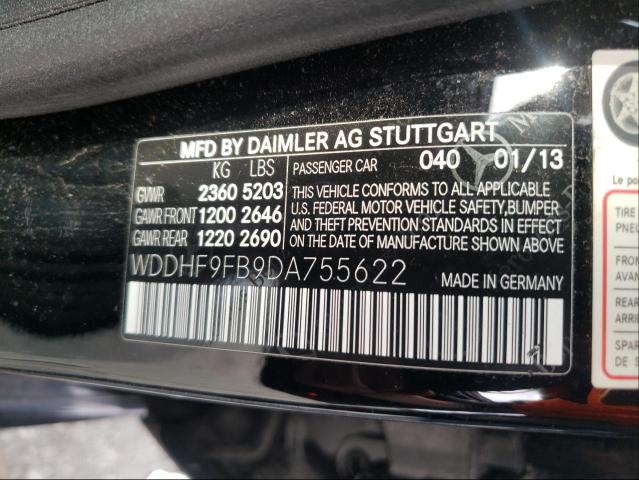 2013 MERCEDES-BENZ E 400 HYBR WDDHF9FB9DA755622