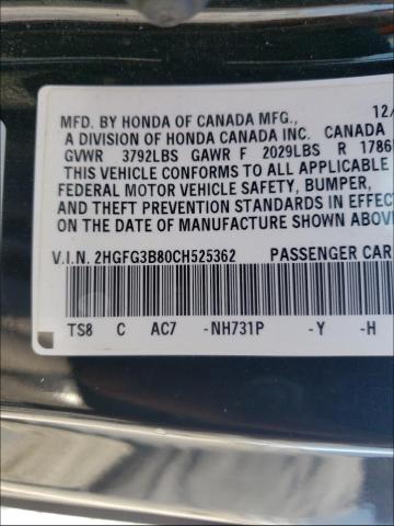 2HGFG3B80CH525362 Honda Civic Ex 2012. Фото: 9