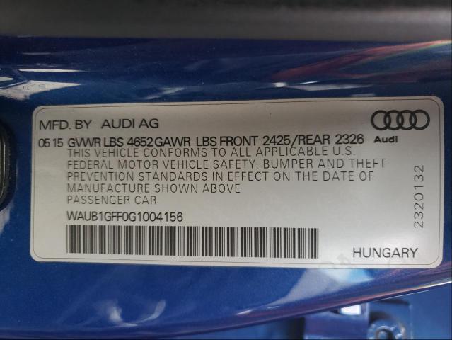 2016 AUDI S3 PREMIUM WAUB1GFF0G1004156