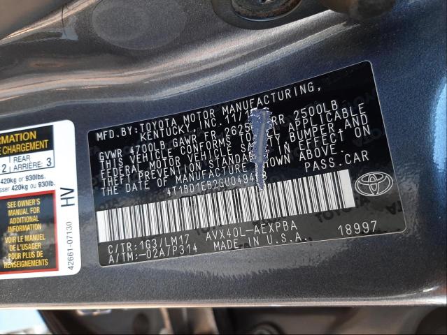 2016 TOYOTA AVALON HYB 4T1BD1EB2GU049468