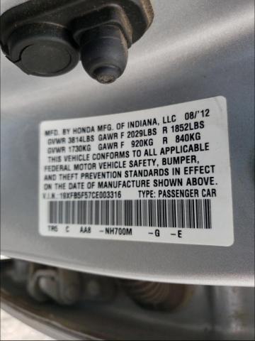 2012 HONDA CIVIC NATU 19XFB5F57CE003316