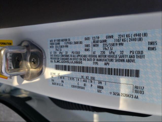 2020 LINCOLN CORSAIR RE 5LMCJ2DH5LUL08695