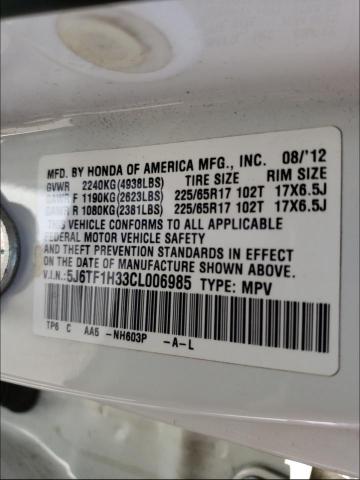 2012 HONDA CROSSTOUR 5J6TF1H33CL006985