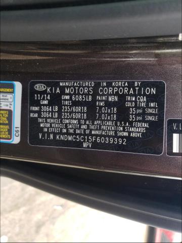 2015 KIA SEDONA EX KNDMC5C15F6039392