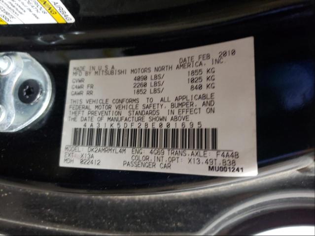 2011 MITSUBISHI ECLIPSE GS 4A31K5DF2BE001695