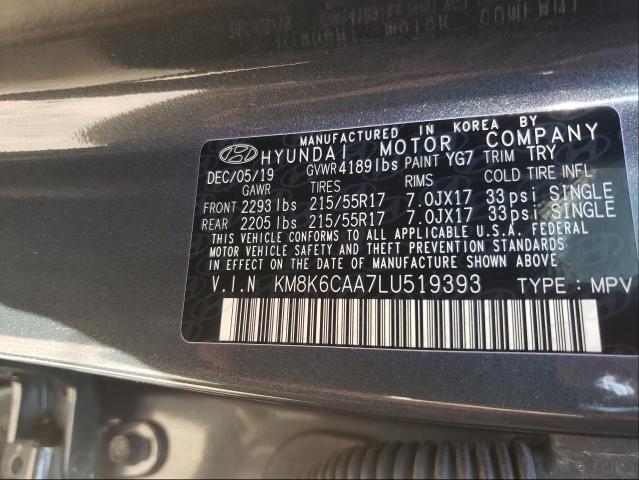 2020 HYUNDAI KONA SEL P KM8K6CAA7LU519393