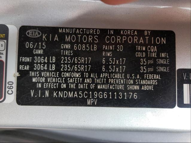 2016 KIA SEDONA L KNDMA5C19G6113176