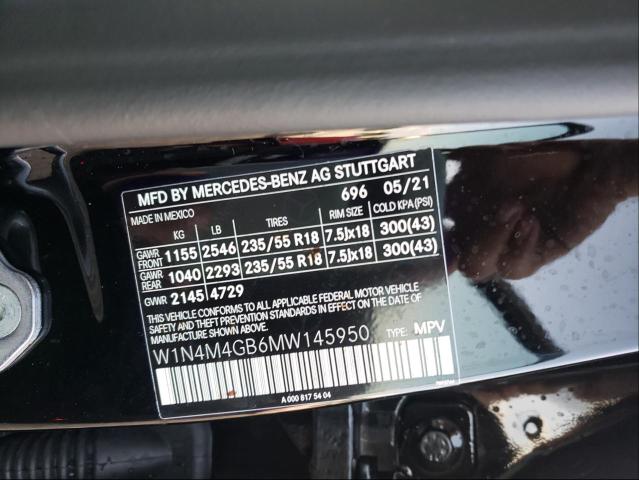 2021 MERCEDES-BENZ GLB 250 W1N4M4GB6MW145950