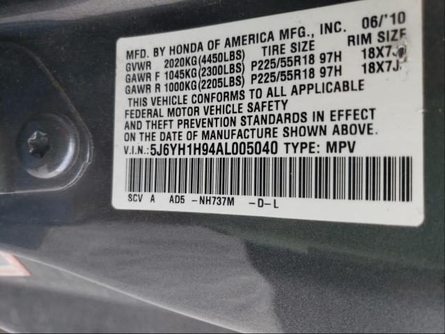 2010 HONDA ELEMENT SC 5J6YH1H94AL005040