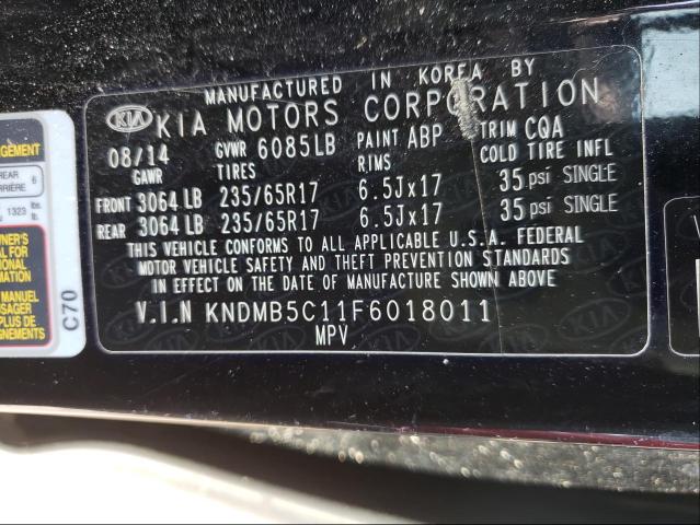 2015 KIA SEDONA KNDMB5C11F6018011