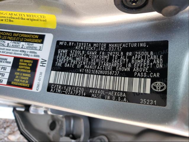 2017 TOYOTA AVALON HYB 4T1BD1EB2HU058737