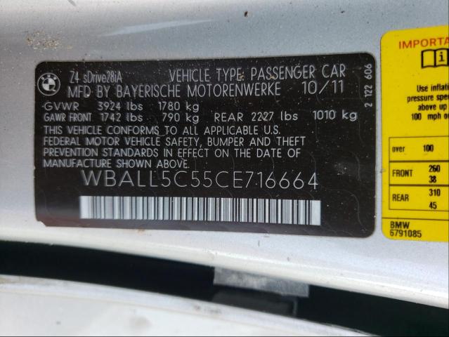 2012 BMW Z4 WBALL5C55CE716664