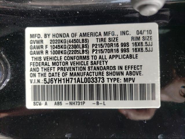 2010 HONDA ELEMENT EX 5J6YH1H71AL003373