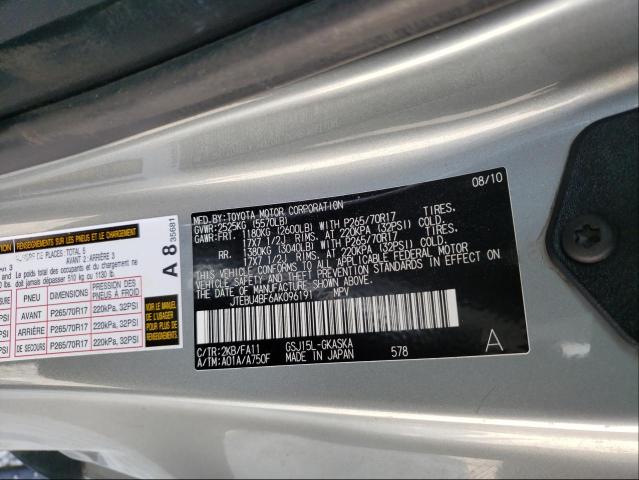 2010 TOYOTA FJ CRUISER JTEBU4BF6AK096191