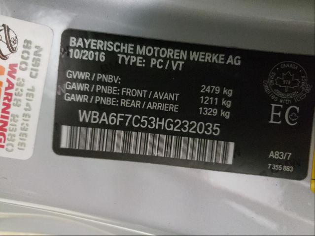 VIN WBA6F7C53HG232035 2017 BMW 6 Series, 650 XI no.10