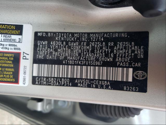 VIN 4T1BD1FK3FU150967 2015 Toyota Camry, Hybrid no.10