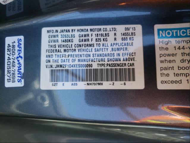2014 HONDA CR-Z JHMZF1D4XES000090