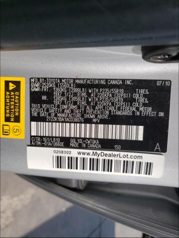 2010 LEXUS RX350 2T2ZK1BA1AC038076