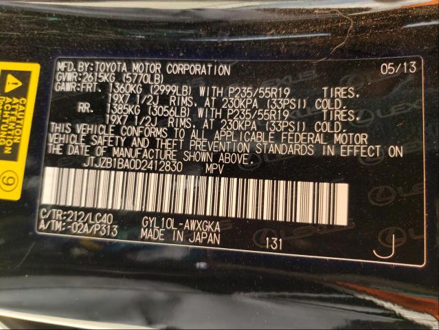 2013 LEXUS RX 450 JTJZB1BA0D2412830