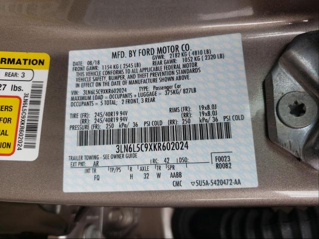 2019 LINCOLN MKZ RESERV 3LN6L5C9XKR602024