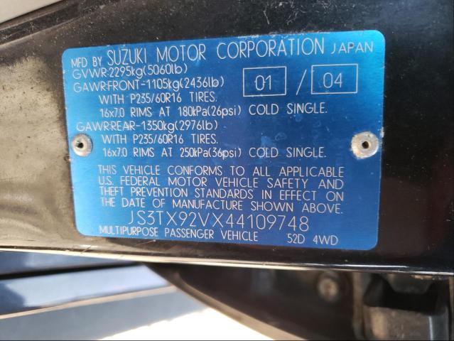 2004 SUZUKI XL7 EX JS3TX92VX44109748