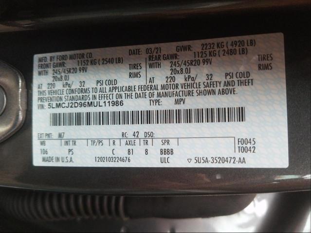 2021 LINCOLN CORSAIR RE 5LMCJ2D96MUL11986