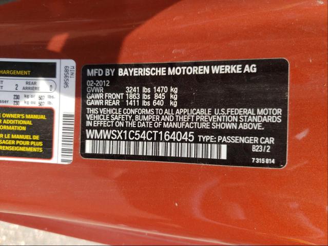 2012 MINI COOPER COU WMWSX1C54CT164045