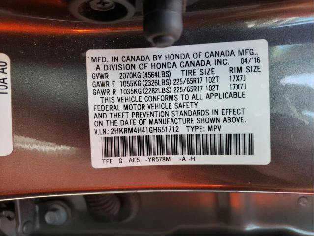 2016 HONDA CR-V SE 2HKRM4H41GH651712
