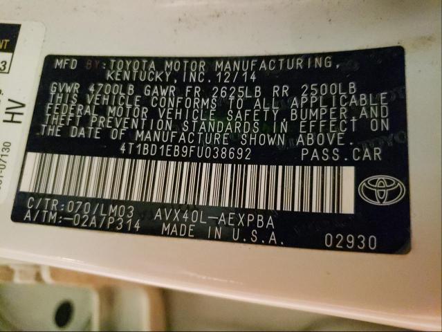 2015 TOYOTA AVALON HYB 4T1BD1EB9FU038692
