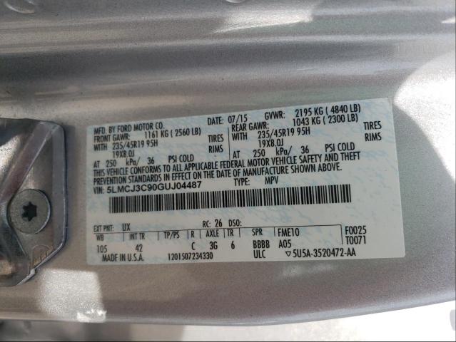 2016 LINCOLN MKC RESERV 5LMCJ3C90GUJ04487