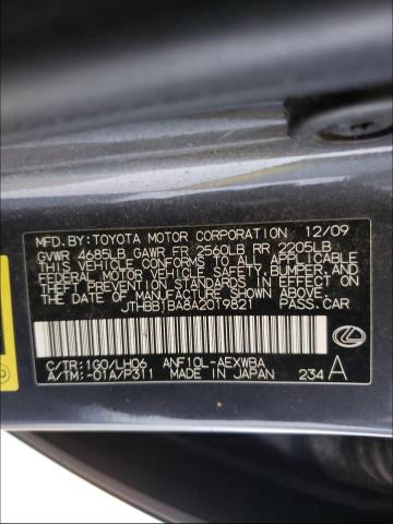 2010 LEXUS HS 250H JTHBB1BA8A2019821