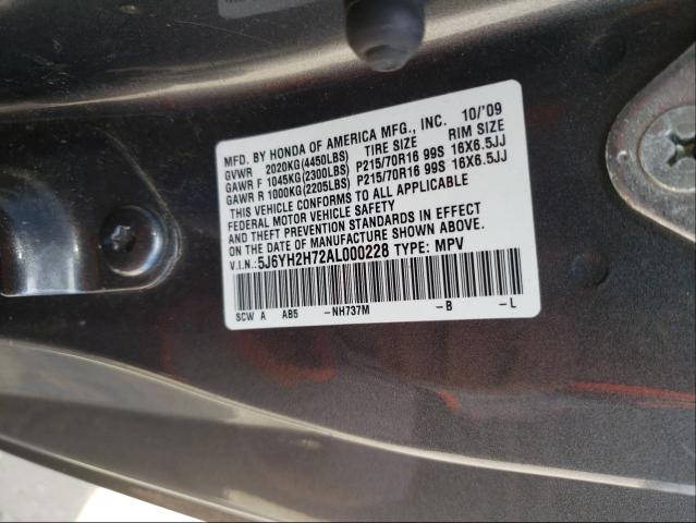 2010 HONDA ELEMENT EX 5J6YH2H72AL000228