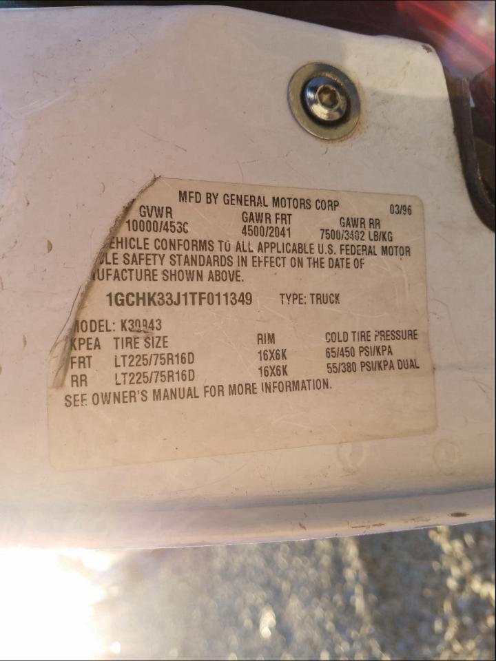 1996 Chevrolet Gmt-400 K3500 VIN: 1GCHK33J1TF011349 Lot: 80251635