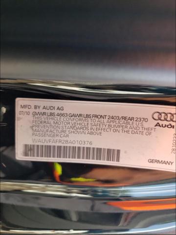 2011 AUDI A5 PRESTIG WAUVFAFR2BA010376