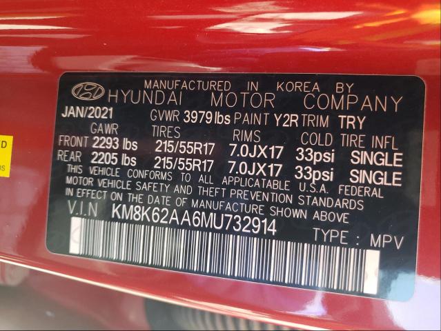 2021 HYUNDAI KONA SEL P KM8K62AA6MU732914