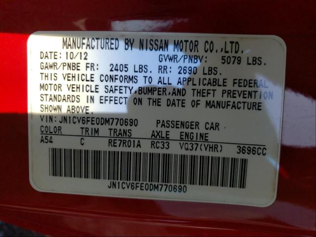 2013 INFINITI G37 SPORT JN1CV6FE0DM770690
