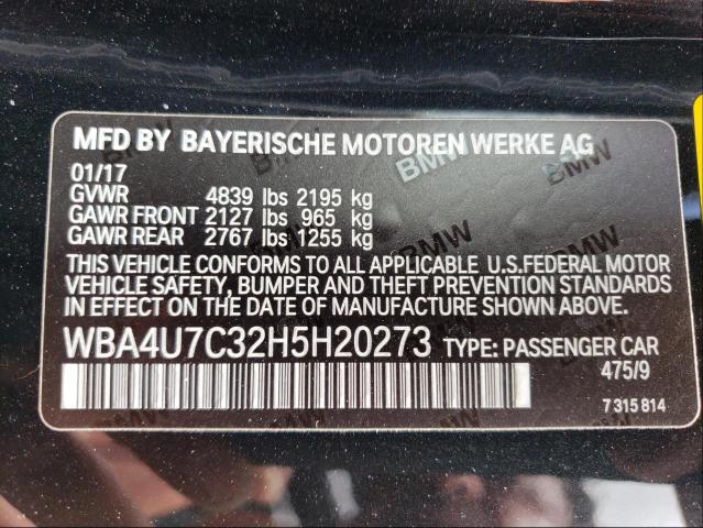 2017 BMW 430I WBA4U7C32H5H20273
