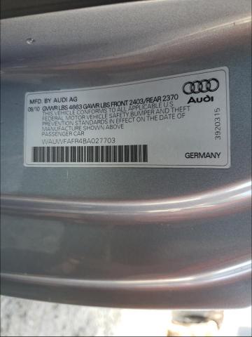 2011 AUDI A5 PRESTIG WAUWFAFR4BA027703