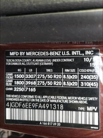 VIN 4JGDF6EE9FA491318 2015 Mercedes-Benz GL-Class, ... no.10