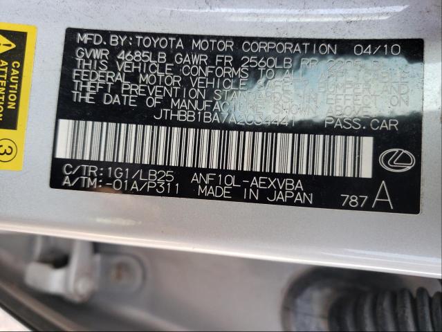 2010 LEXUS HS 250H JTHBB1BA7A2034441